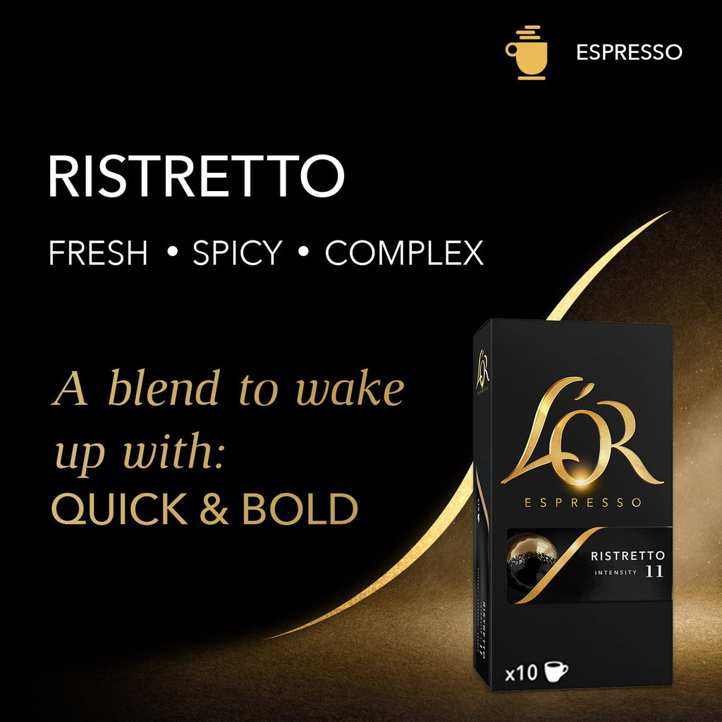 L'OR Espresso Capsules, 50 Count Ristretto, Single-Serve Aluminum Coffee Capsules Compatible with the L'OR BARISTA System & *Nespresso Original Machines, 50 Count (Pack of 1)