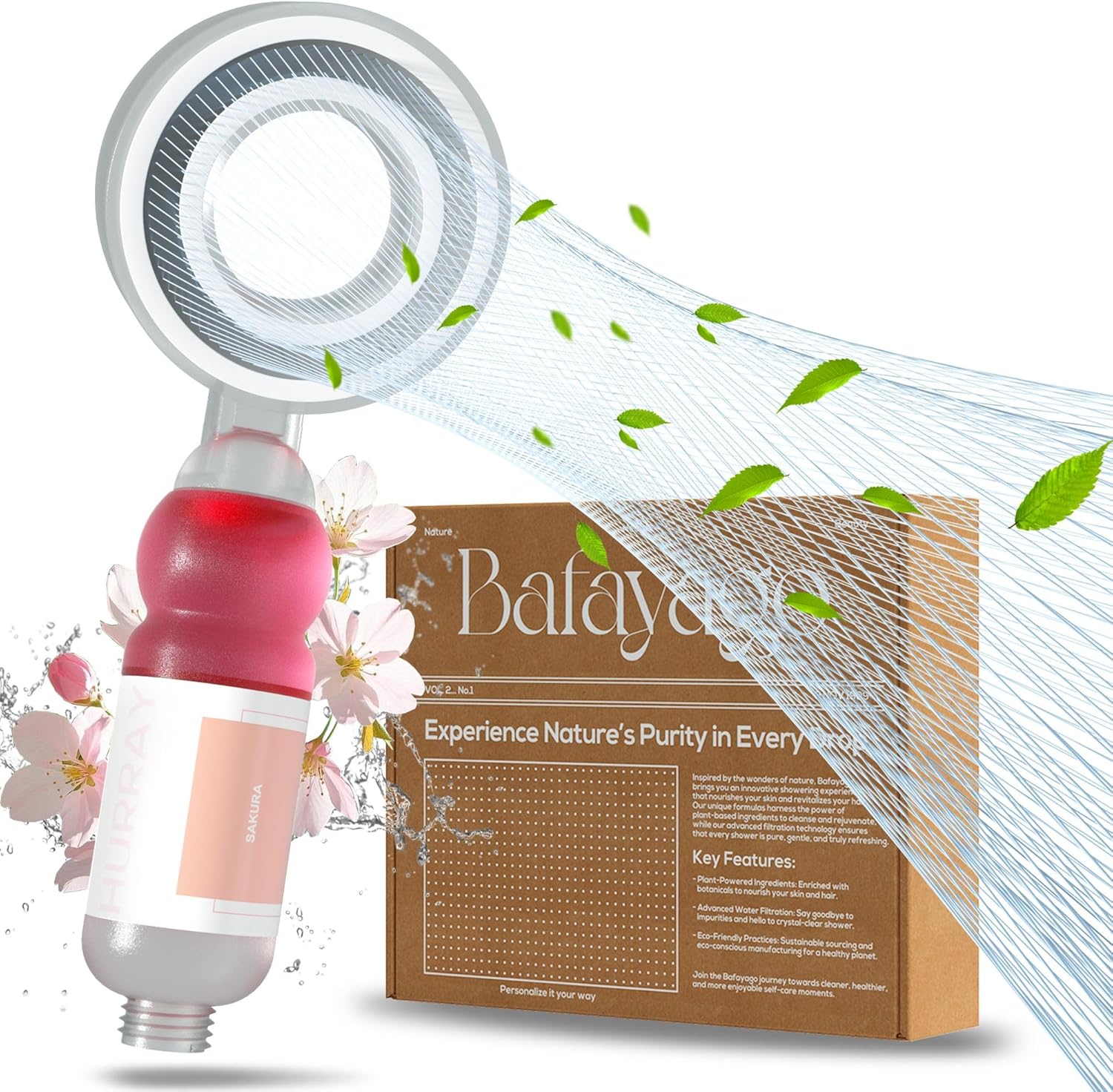 Bafayago Filtered Aromatherapy Handheld Shower Head for Hard Water - High Pressure Filter to Remove Impurities - Clinically Proven for Healthier Skin & Hair multi fragrance