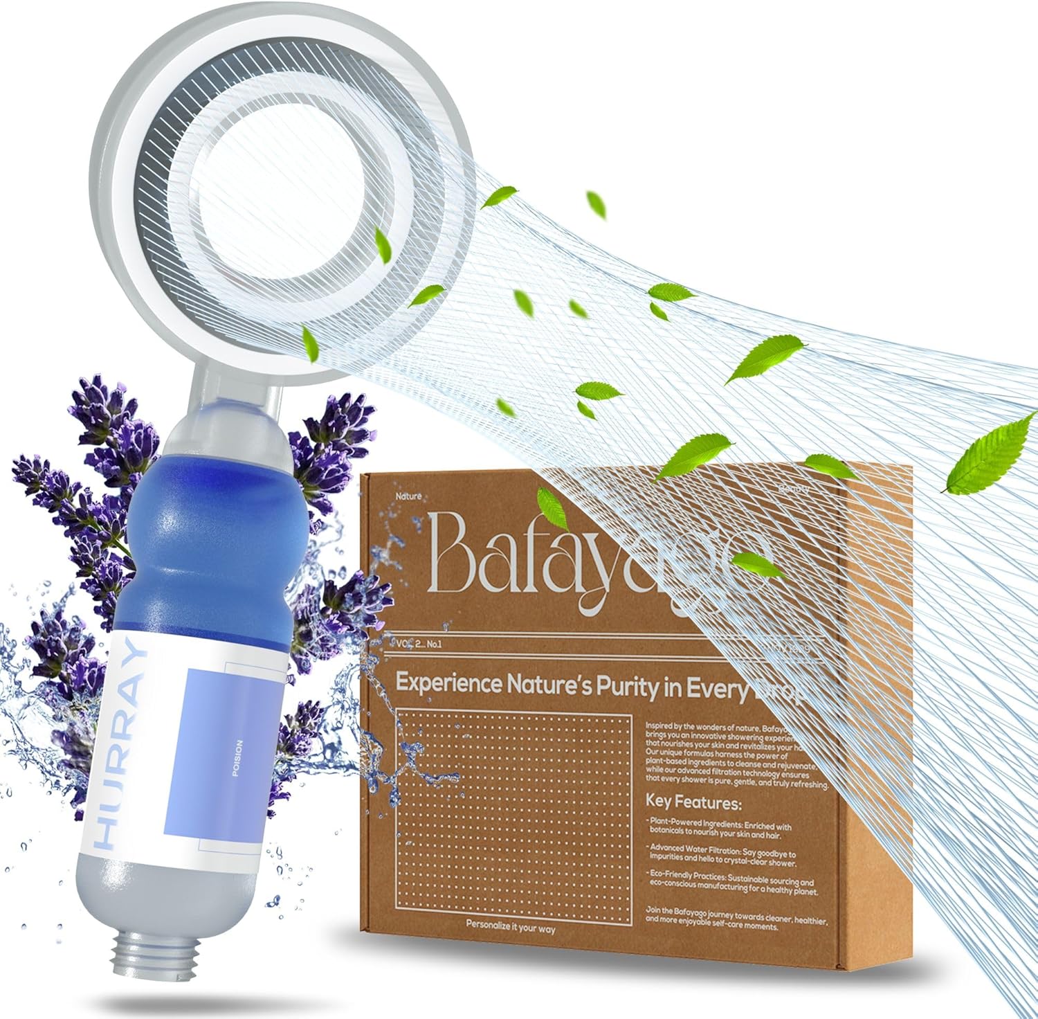 Bafayago Filtered Aromatherapy Handheld Shower Head for Hard Water - High Pressure Filter to Remove Impurities - Clinically Proven for Healthier Skin & Hair multi fragrance