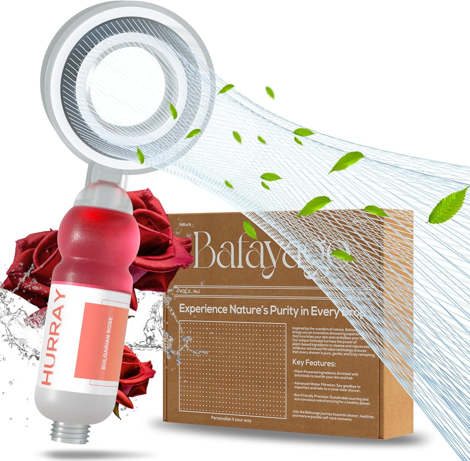 Bafayago Filtered Aromatherapy Handheld Shower Head for Hard Water - High Pressure Filter to Remove Impurities - Clinically Proven for Healthier Skin & Hair multi fragrance