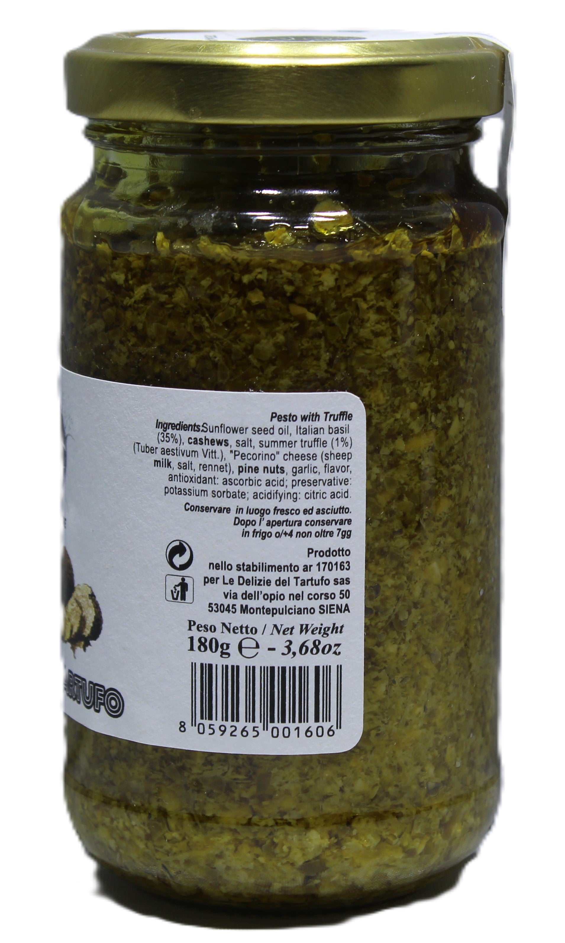 Cretamadre Italian Truffle Pesto Sauce with Fresh Basil, Pecorino, Cashews, Summer Truffle, Gourmet Pasta Sauce, 3.68 oz