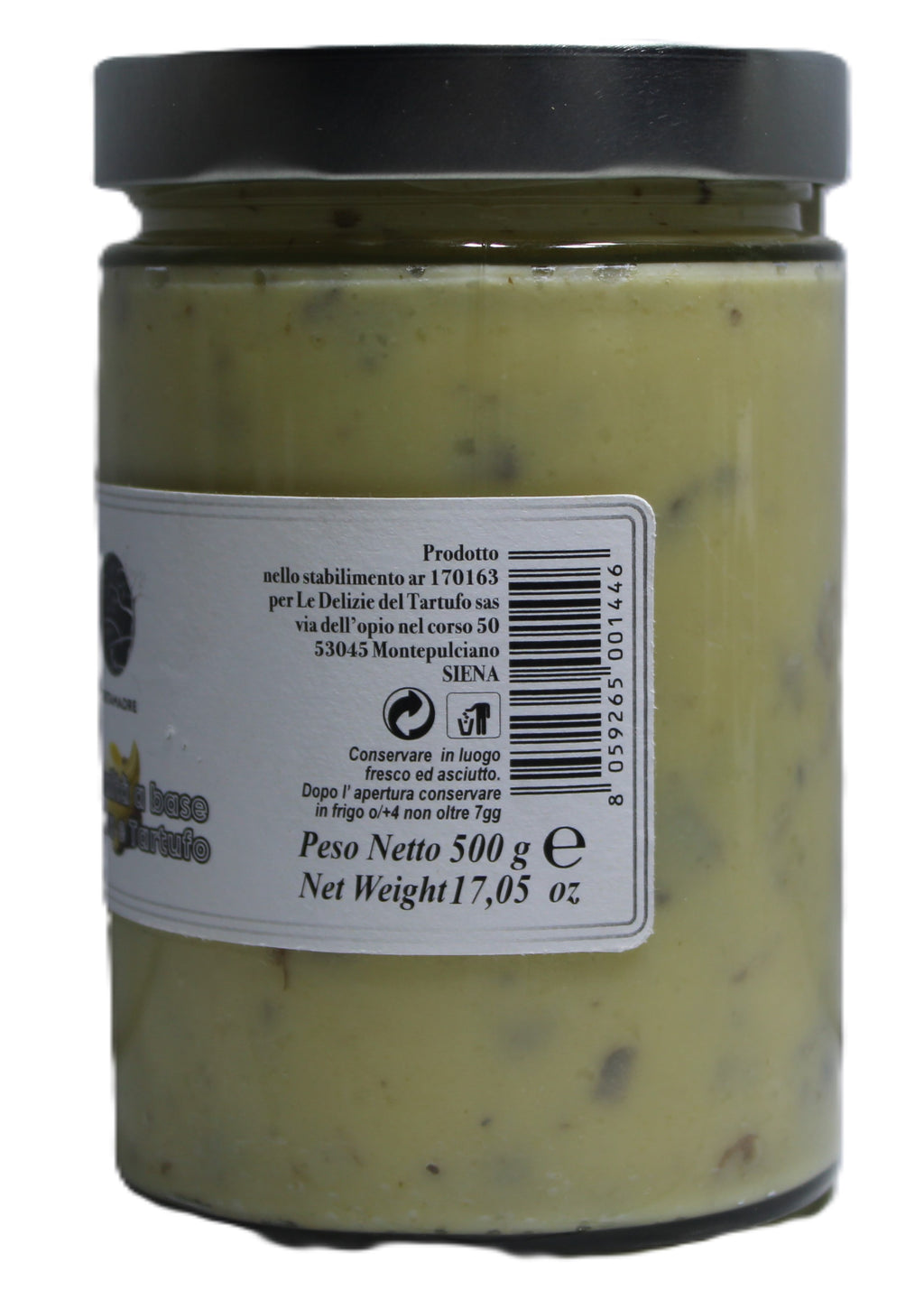 Cretamadre Premium Italian White Truffle Butter, Made with Tuber Borchii Truffles, 17.05 oz Glass Jar, Gourmet Specialty Spread from Montepulciano, Italy.