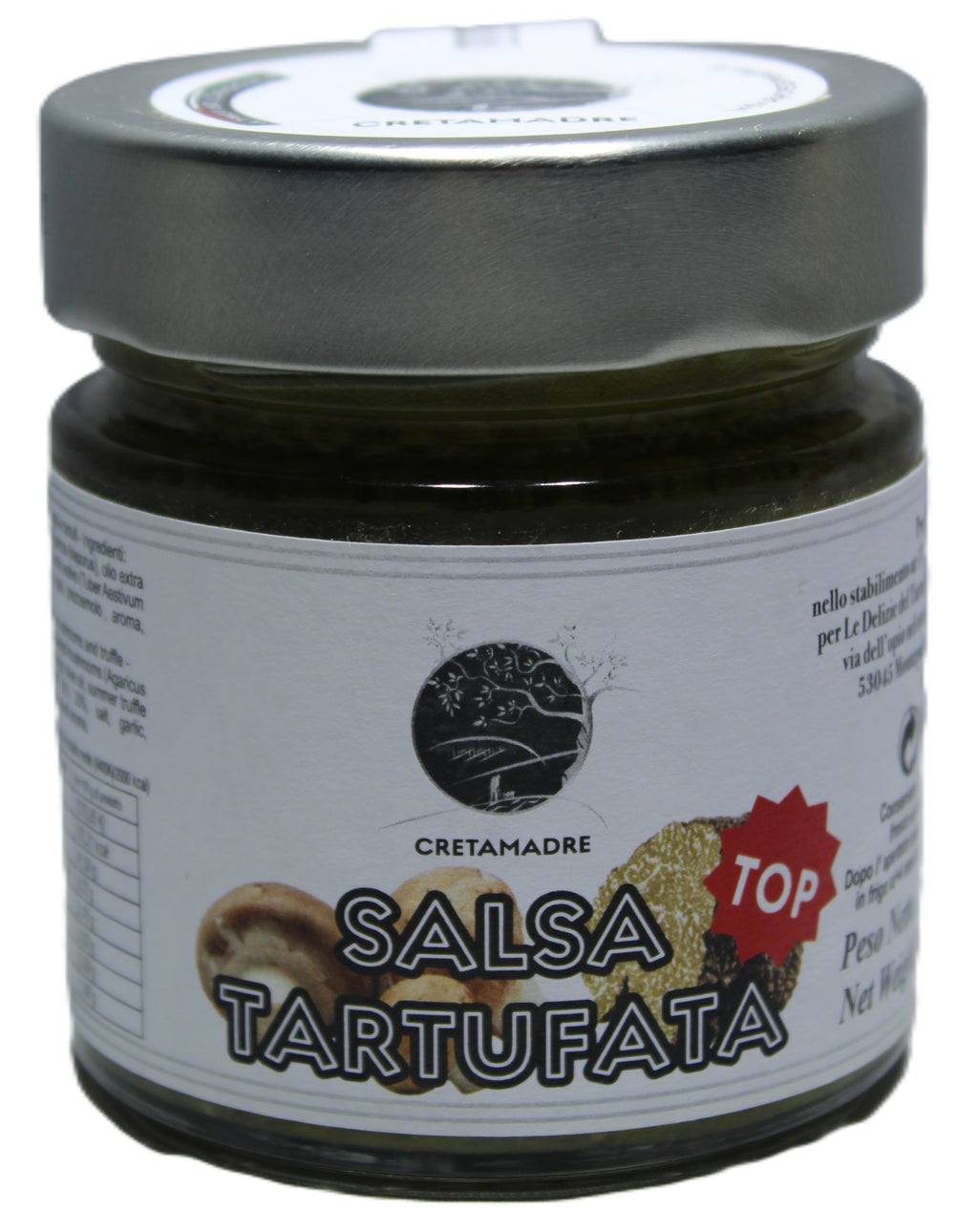 Cretamadre Truffle and Mushroom Sauce, Italian Gourmet Spread with Summer Truffle, Extra Virgin Olive Oil, 200g (7.05 oz), Made in Montepulciano