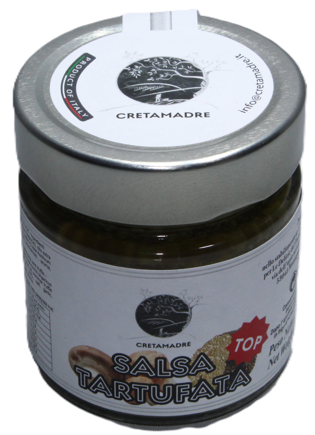 Cretamadre Truffle and Mushroom Sauce, Italian Gourmet Spread with Summer Truffle, Extra Virgin Olive Oil, 200g (7.05 oz), Made in Montepulciano