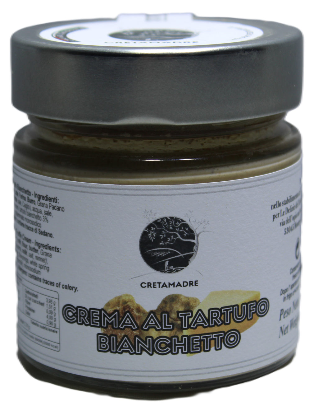 Cretamadre White Spring Truffle Cream, Italian Gourmet Spread with Grana Padano DOP, Premium Tuscan Bianchetto Tartufo, 7.05 oz (200g)