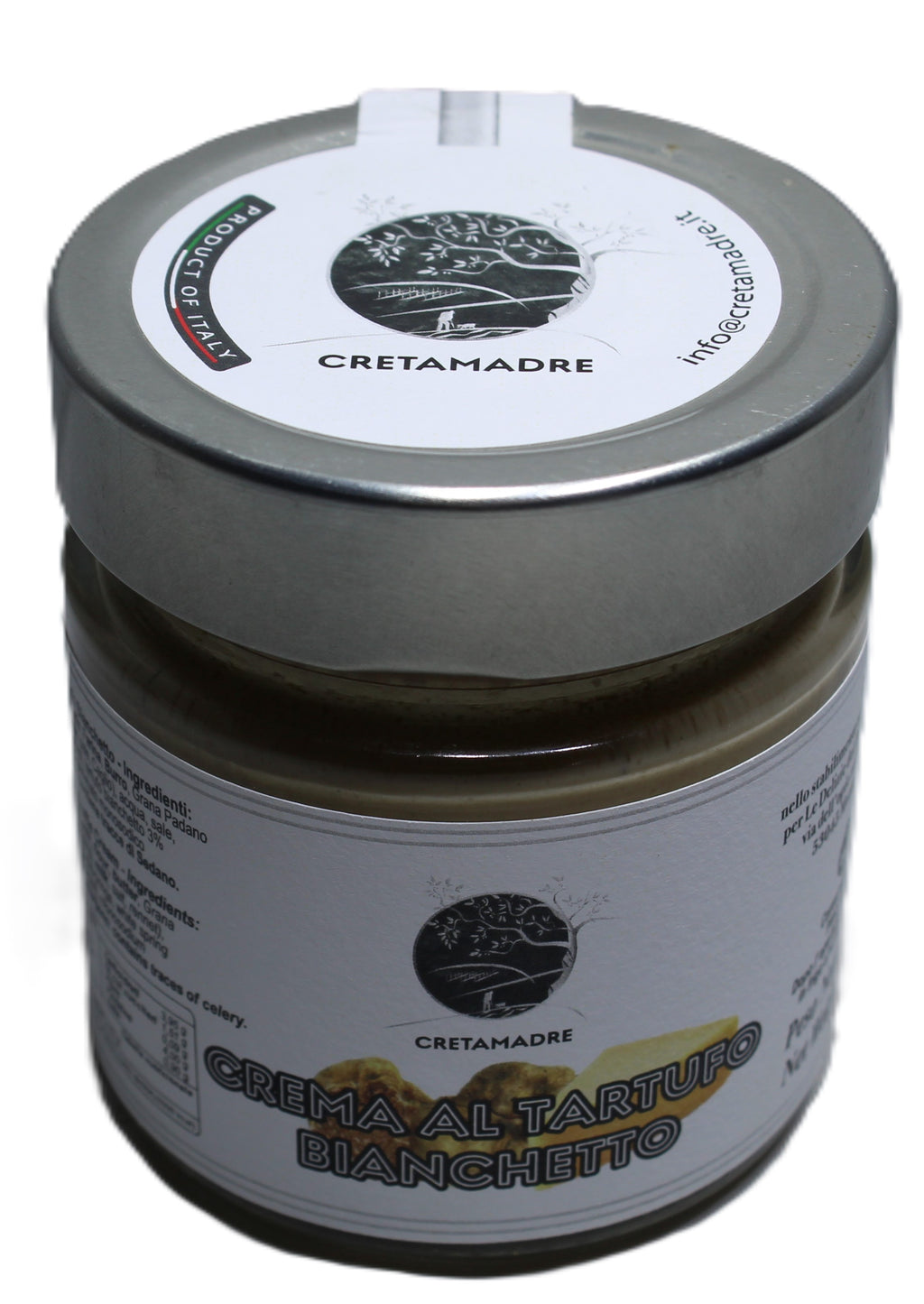 Cretamadre White Spring Truffle Cream, Italian Gourmet Spread with Grana Padano DOP, Premium Tuscan Bianchetto Tartufo, 7.05 oz (200g)
