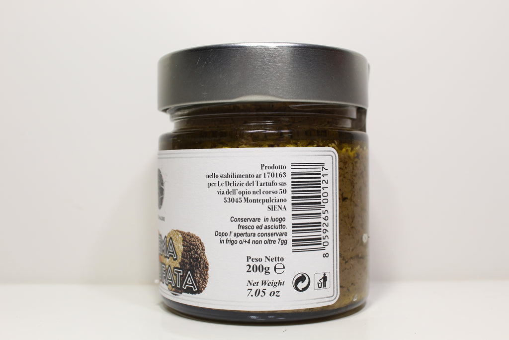 Cretamadre Premium Italian Black Summer Truffle Cream Sauce, Extra Virgin Olive Oil with Mushrooms, 7.05 oz Glass Jar, Made in Montepulciano