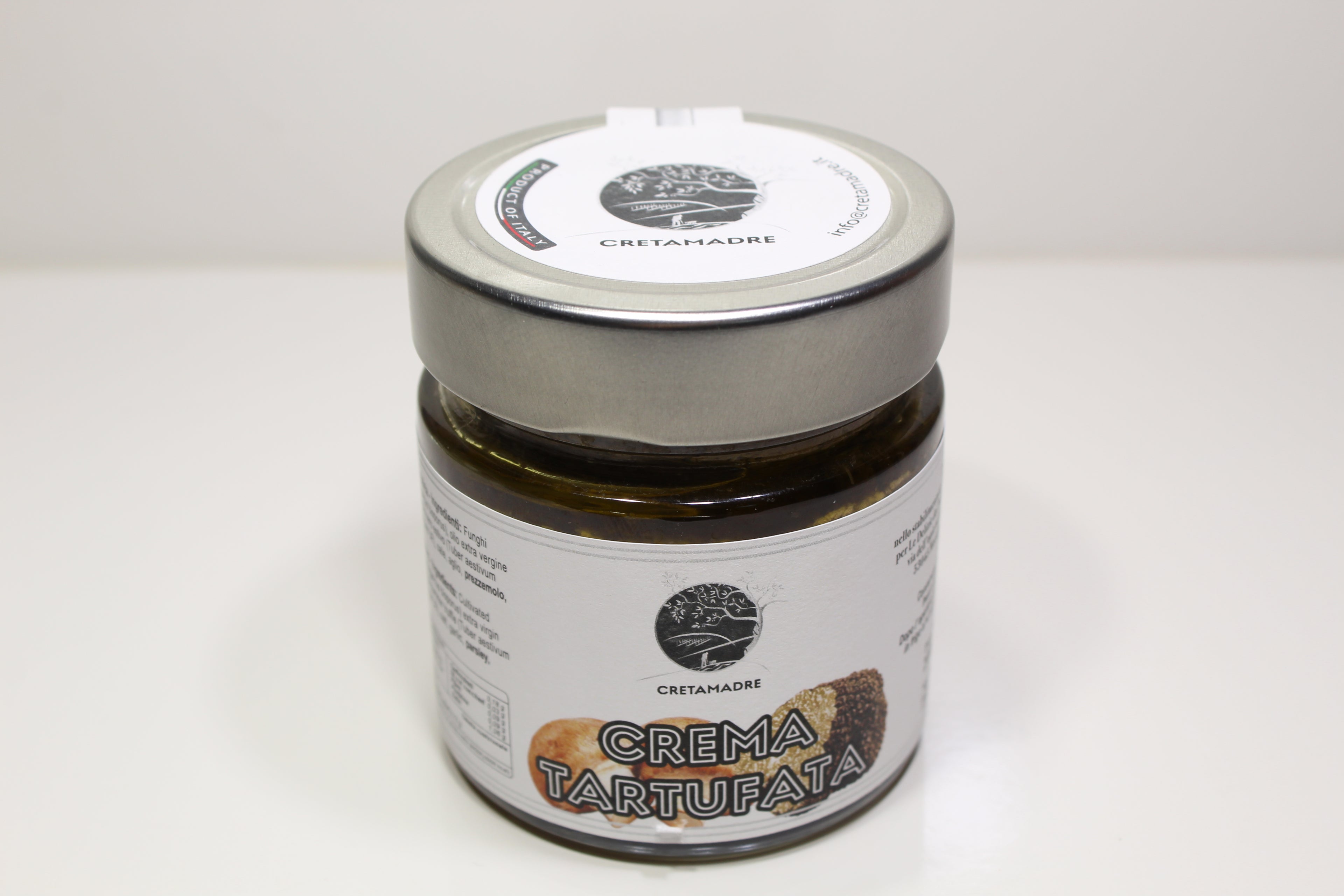 Cretamadre Premium Italian Black Summer Truffle Cream Sauce, Extra Virgin Olive Oil with Mushrooms, 7.05 oz Glass Jar, Made in Montepulciano