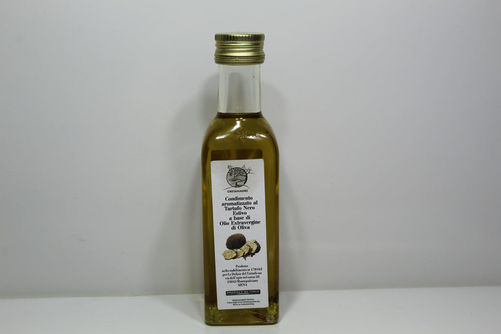 CretaMadre Black Truffle Flavored Extra Virgin Olive Oil – Made in Italy – Gourmet Infused EVOO – Premium Condimento al Tartufo Nero – 100ml / 3.4 fl oz