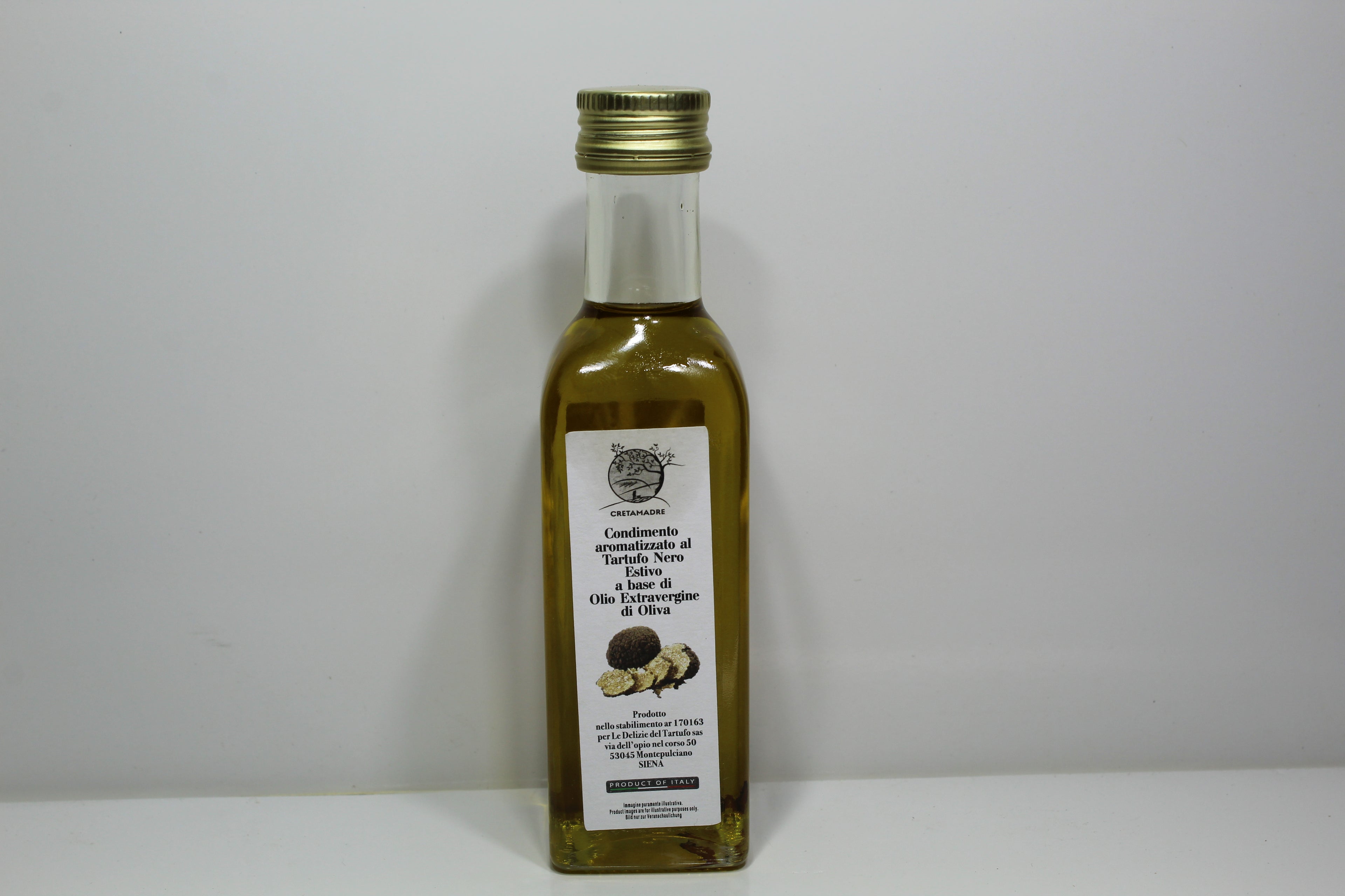 CretaMadre Black Truffle Flavored Extra Virgin Olive Oil – Made in Italy – Gourmet Infused EVOO – Premium Condimento al Tartufo Nero – 100ml / 3.4 fl oz