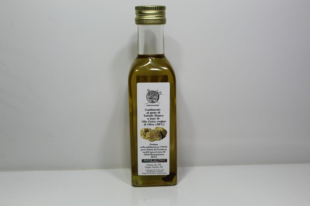 CretaMadre White Truffle Flavored Extra Virgin Olive Oil, Made in Italy, Gourmet Infused EVOO, 100ml/3.4 fl oz (White Truffle)